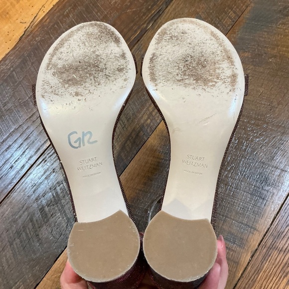 Stuart Weitzman NearlyNude Textured Sandals Pyrite Glitter  Size 8 Made in Spain - Picture 12 of 14